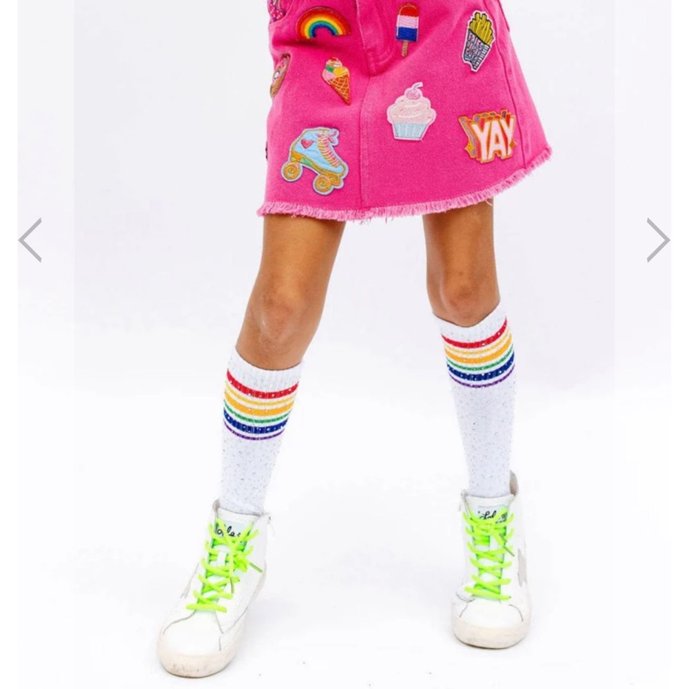 Lola + The Boys Patch Skirt Pink Jean Size 6